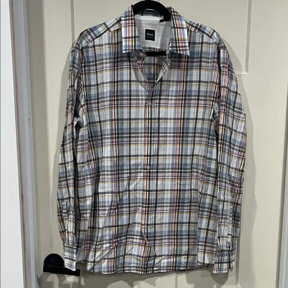 Hugo Boss Checkered Shirt in Blue and Red - Picture 1 of 2